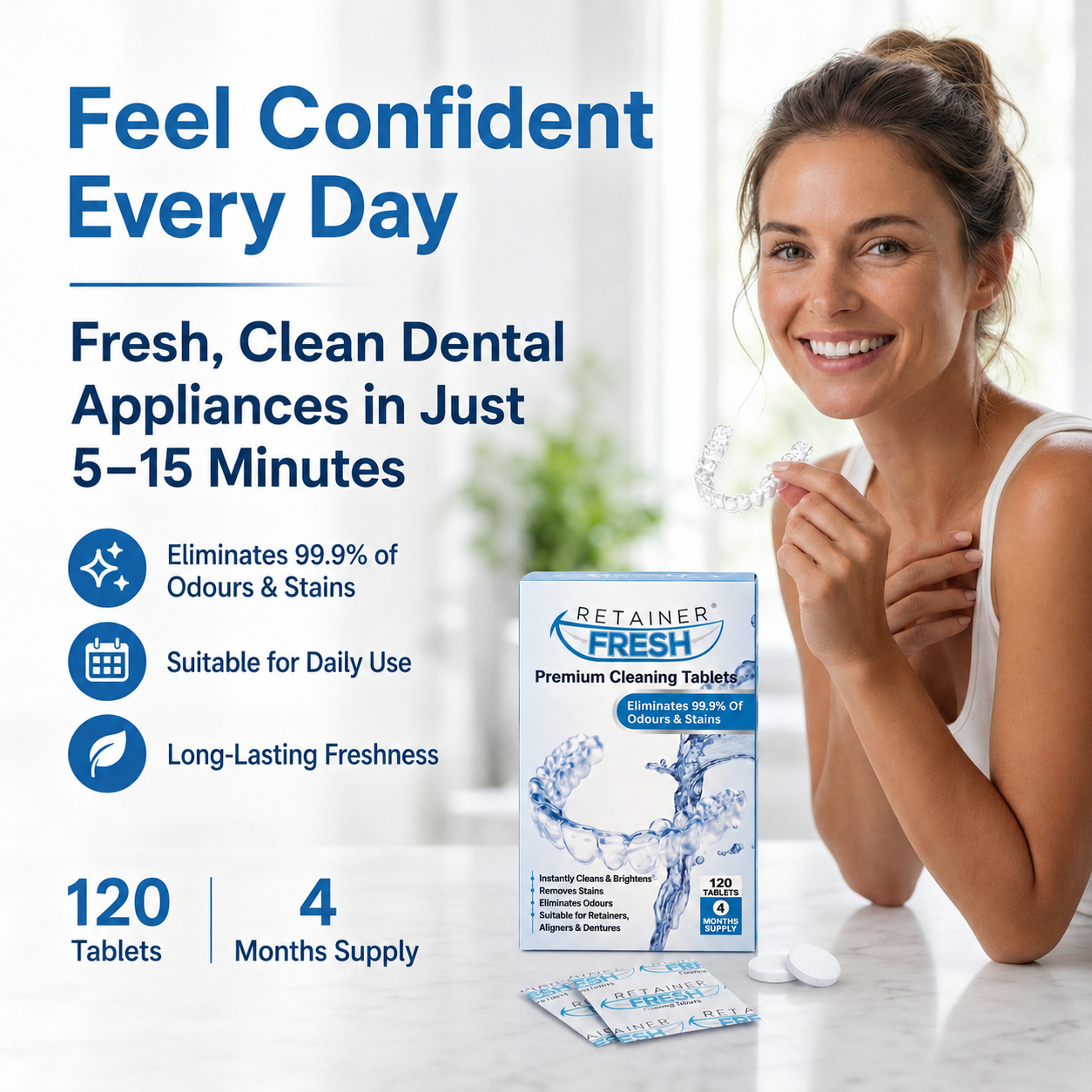 Retainer-Reinigungstabletten 4 Monate Lieferung 120 Tabletten von Retainer Fresh