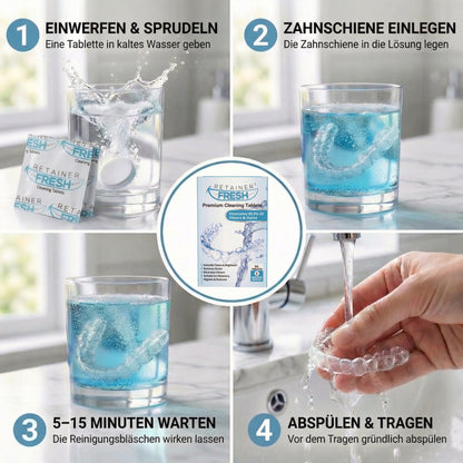 Retainer Cleaning Tablet Zahnschiene Reinigungstabletten - Zahnspangenreiniger für Retainer, Aligner Retainer Fresh