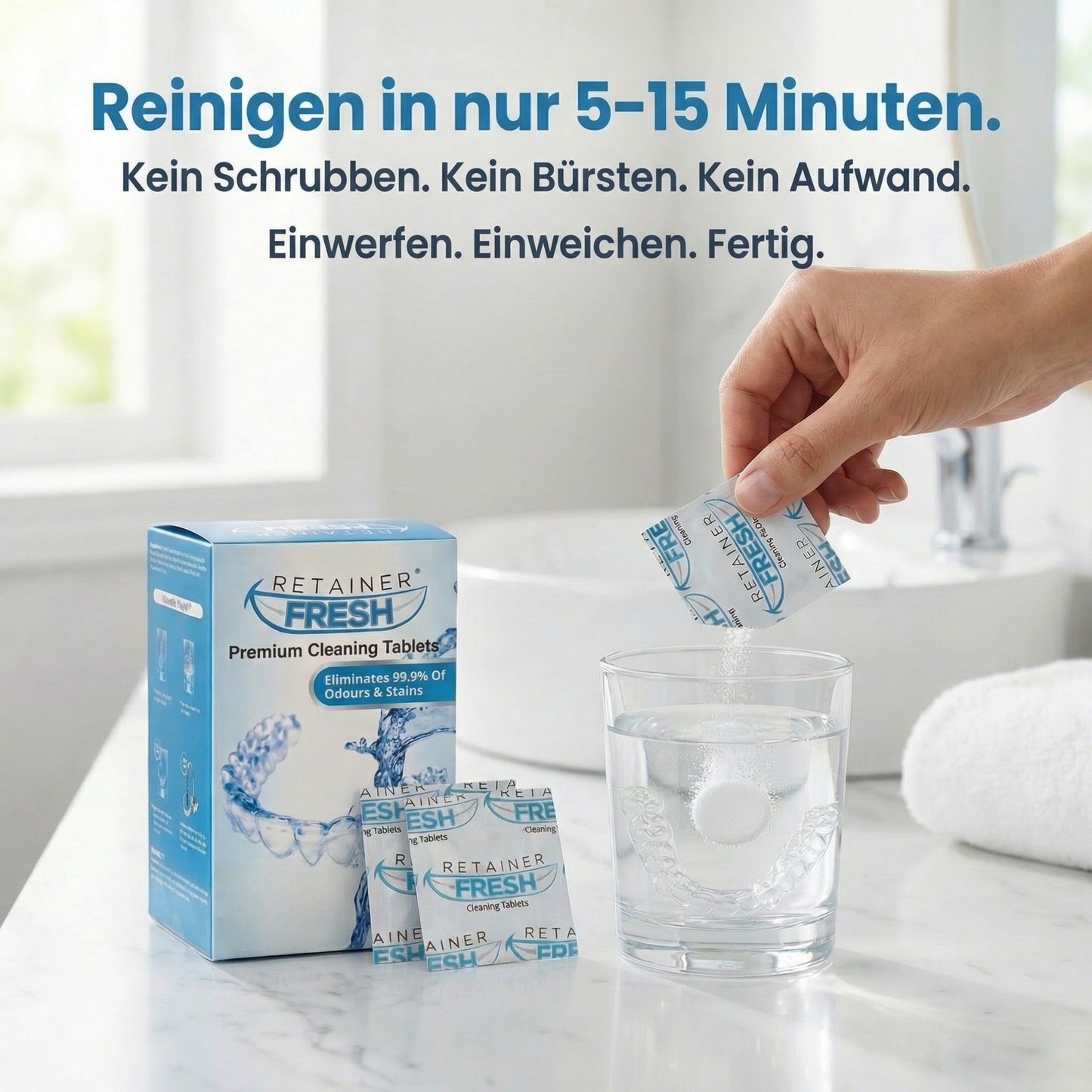 Retainer Cleaning Tablet Zahnschiene Reinigungstabletten - Zahnspangenreiniger für Retainer, Aligner Retainer Fresh