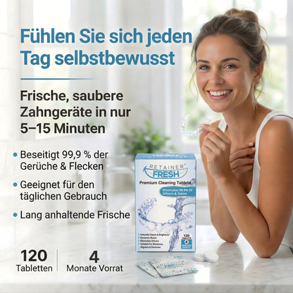 Retainer Cleaning Tablet Zahnschiene Reinigungstabletten - Zahnspangenreiniger für Retainer, Aligner Retainer Fresh